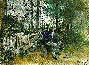 Carl Larsson ung man i park Sweden oil painting artist